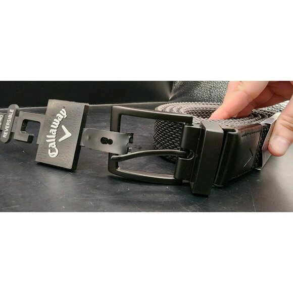 Callaway Swing Tech Reversible Braided Black Gray Stretch Belt Large 38-40 NWT - Picture 1 of 5